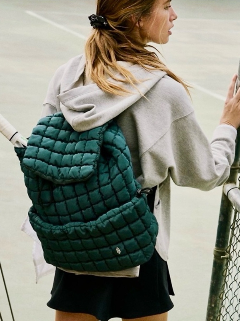 Free People Quilted Teal Green Hiker Backpack NWT